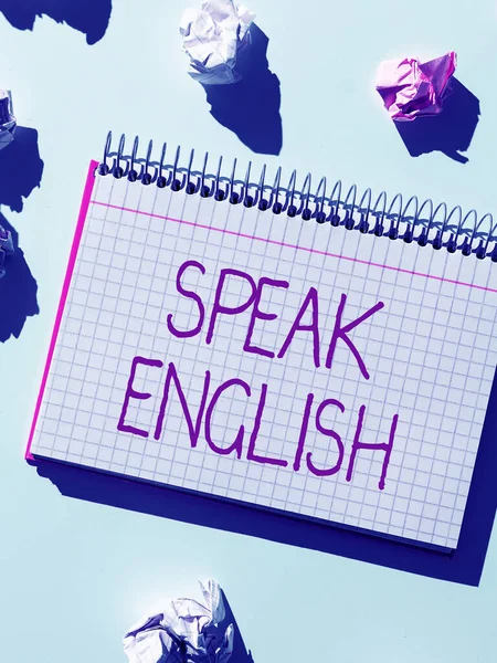 Εννοιολογική Λεζάντα Μιλούν Αγγλικά Έννοια Σημαίνει Μελέτη Άλλη Ξένη Γλώσσα — Φωτογραφία Αρχείου