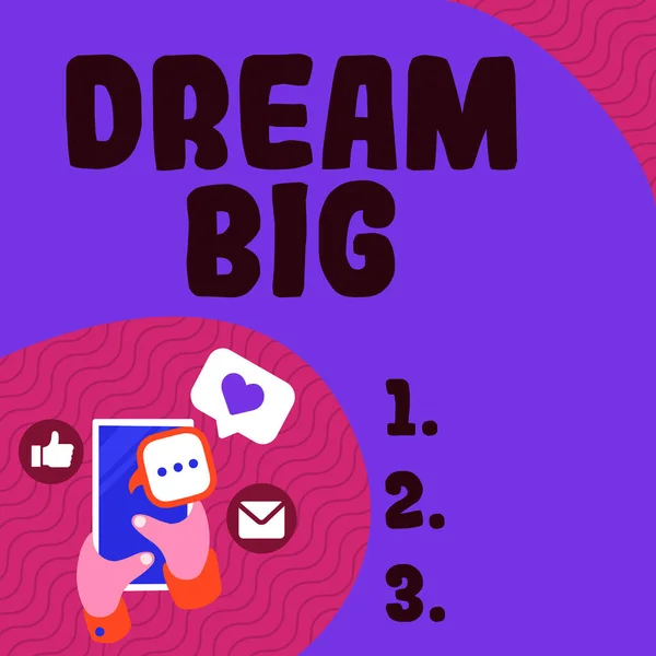 Schreiben Von Anzeigetext Dream Big Business Konzept Etwas Hochwertiges Denken — Stockfoto