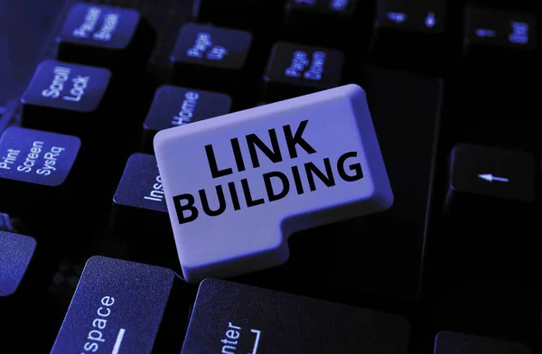 Konceptuell Bildtext Link Building Internet Concept Seo Term Exchange Links — Stockfoto