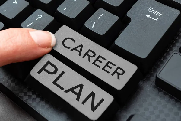 Writing displaying text Career Plan, Word for ongoing process where you Explore your interests and abilities