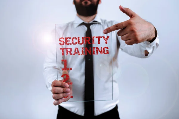 Znak Tekstowy Pokazujący Szkolenie Zakresie Bezpieczeństwa Koncepcja Oznacza Zapewnienie Szkolenia — Zdjęcie stockowe