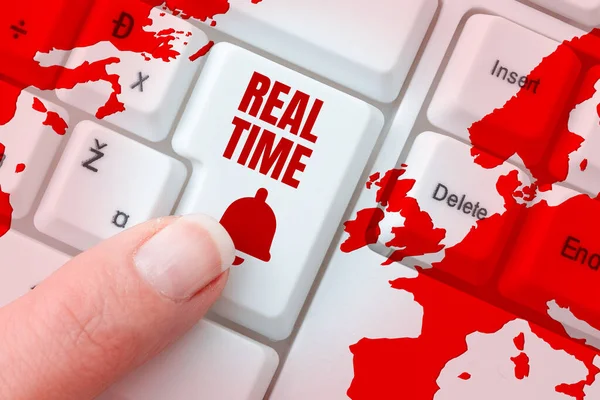 Texto Que Presenta Tiempo Real Idea Negocio Tiempo Real Durante —  Fotos de Stock