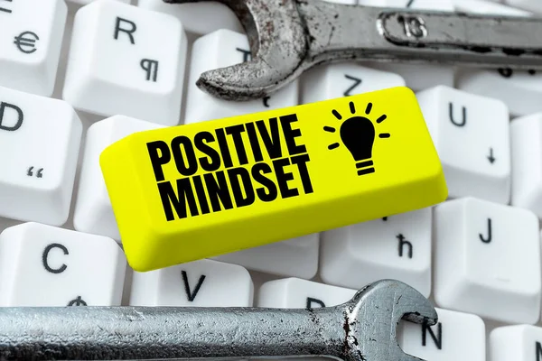 Handschrift Zeichen Positive Mindset Business Konzept Geistige Und Emotionale Einstellung — Stockfoto