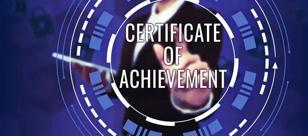 Inspiration Som Visar Tecken Certificate Achievement Word Skrivet Intygar Att — Stockfoto