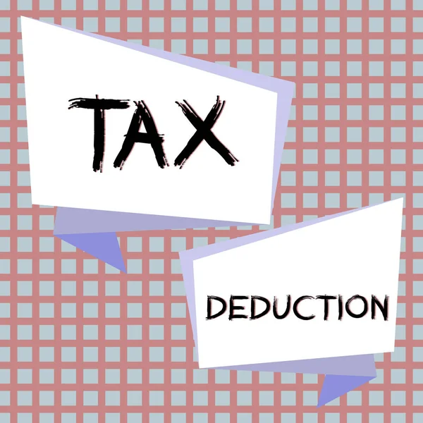 Text Caption Presenting Tax Deduction Business Idea Amount Subtracted Income — Stock Photo, Image