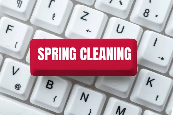 Pisanie Wyświetlania Tekstu Spring Cleaning Internet Praktyka Koncepcji Gruntownego Czyszczenia — Zdjęcie stockowe