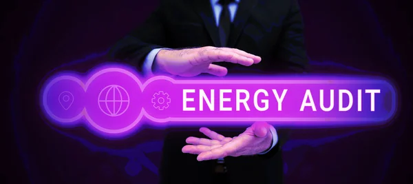 Conceptual Display Energy Audit Business Showcase Assessment Energy Needs Efficiency — Stock Photo, Image