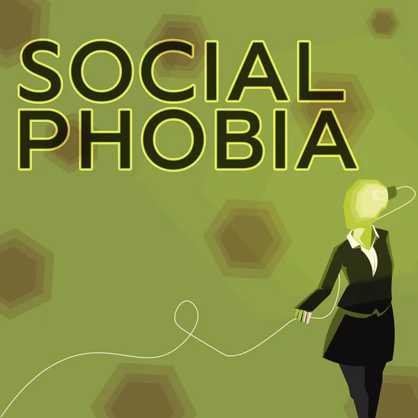 Textová Značka Ukazující Sociální Fóbii Obchodní Přístup Drtivý Strach Sociálních — Stock fotografie