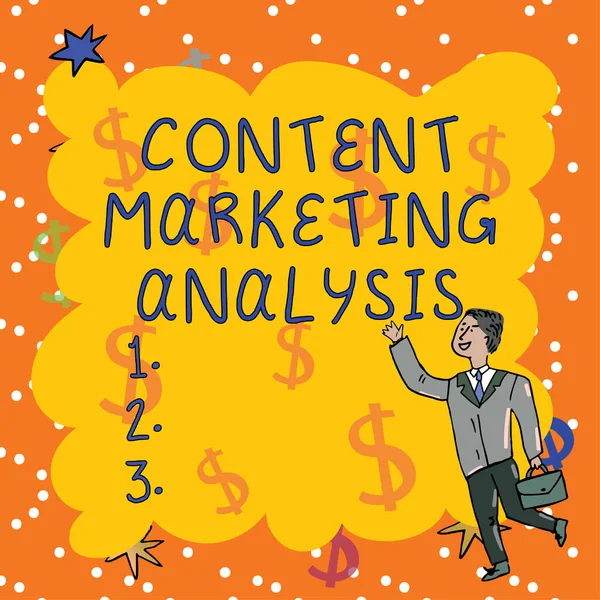 Conceptual display Content Marketing Analysis, Business approach involves the creation and sharing of online material