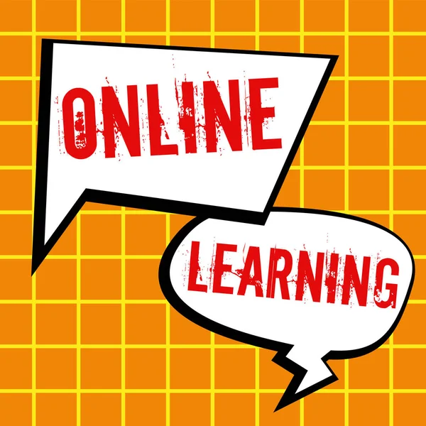 Bildunterschrift Präsentation Von Online Learning Internet Concept Larning Mit Hilfe — Stockfoto