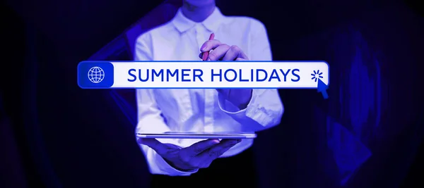 Bijschrift Zomervakantie Woord Geschreven Vakantie Tijdens Het Zomerseizoen Schoolvakantie Vakantie — Stockfoto
