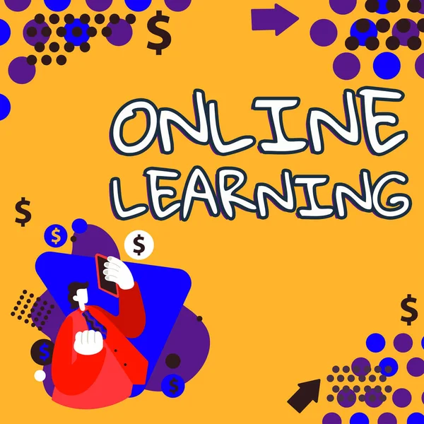 Inspirace Zobrazování Znamení Online Učení Obchodní Přístup Larning Pomocí Internetu — Stock fotografie