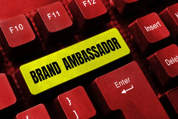 Sinal Escrita Mão Brand Ambassador Agente Vitrine Negócios Credenciado Como — Fotografia de Stock