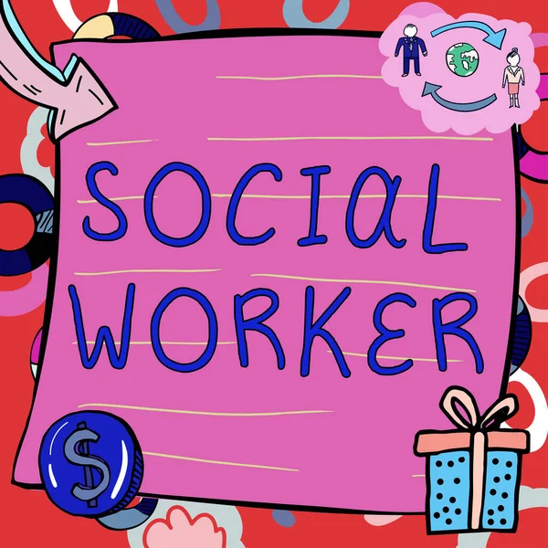 Sinal Escrita Mão Assistente Social Assistência Visão Geral Negócios Pessoas — Fotografia de Stock