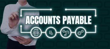 Bir şirketin tedarikçilerine borçlu olduğu konsept görüntüleme hesapları Ödenebilir, kavramsal fotoğraf parası