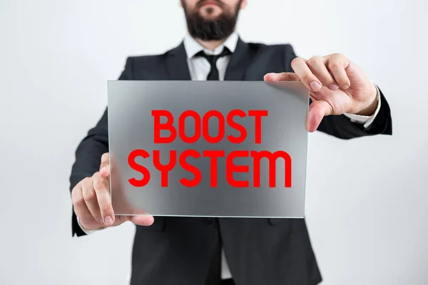 Écrire Afficher Texte Boost System Business Concept Rejuvenate Upgrade Renforcer — Photo