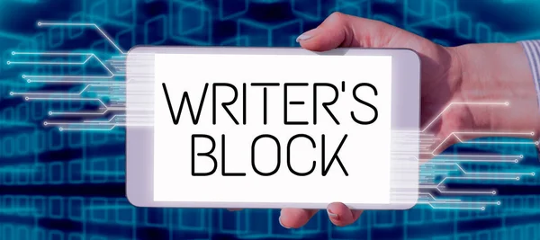 Sign displaying Writer S Block, Concept meaning Condition of being unable to think of what to write