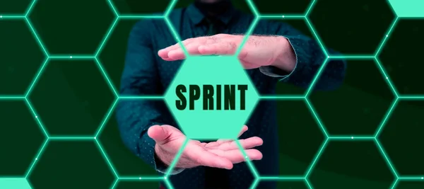 Λεζάντα Κειμένου Που Παρουσιάζει Sprint Επιχειρηματική Ιδέα Κινηθεί Μέγιστη Ταχύτητα — Φωτογραφία Αρχείου