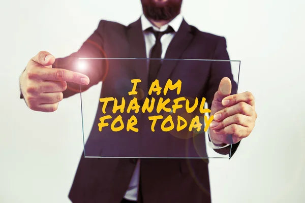 Подпись Текстом Благодарен Сегодняшний День Бизнес Обзор Благодарный Прожил Один — стоковое фото