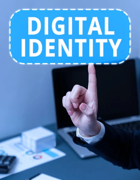 Inspiración Mostrando Signo Identidad Digital Concepto Negocio Identidad Red Adoptada —  Fotos de Stock
