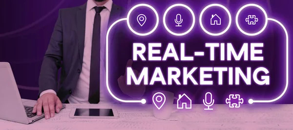 Real Time Marketing Word Creating Strategy 트렌드에 초점을 — 스톡 사진