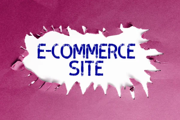 Text sign showing E Commerce Site, Business concept activity of buying or selling of products on online services