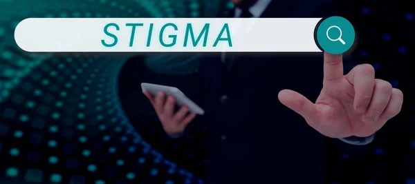 Κείμενο Σημάδι Που Δείχνει Stigma Word Γράφει Για Αίσθημα Της — Φωτογραφία Αρχείου