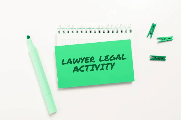 Text Showing Inspiration Lawyer Legal Activity Business Idea Prepare Cases — Stock Photo, Image