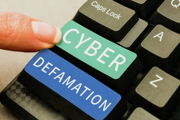 Konceptuell Bildtext Cyber Defamation Business Approach Förtal Som Bedrivs Digitala — Stockfoto
