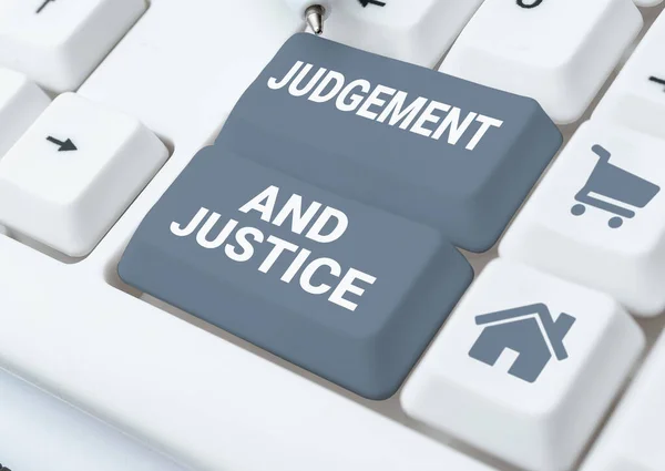 Firma Che Mostra Giudizio Giustizia Sistema Concetto Business Leggi Paese — Foto Stock