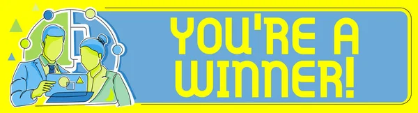 Tekst Bijschrift Presenteren Youre Winner Word Voor Winnen Als Plaats — Stockfoto