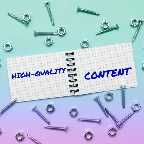 Conceptueel Bijschrift High Quality Content Word Written Website Nuttig Informatief — Stockfoto