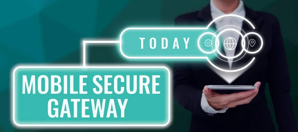 Inspiratie Toont Teken Mobile Secure Gateway Concept Betekent Beveiliging Van — Stockfoto