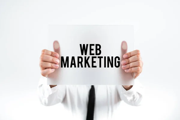 Assinar Exibindo Web Marketing Palavra Para Comércio Eletrônico Publicidade Através — Fotografia de Stock