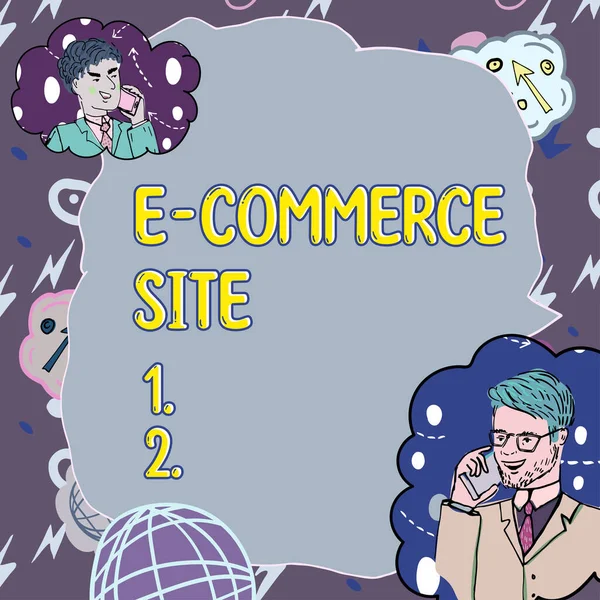 Conceptual caption E Commerce Site, Concept meaning activity of buying or selling of products on online services