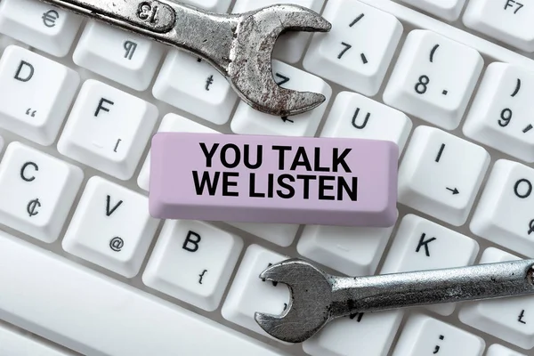 Text Zobrazující Inspiraci Mluvíte Posloucháme Obchodní Nápad Dvoucestná Komunikace Motivační — Stock fotografie