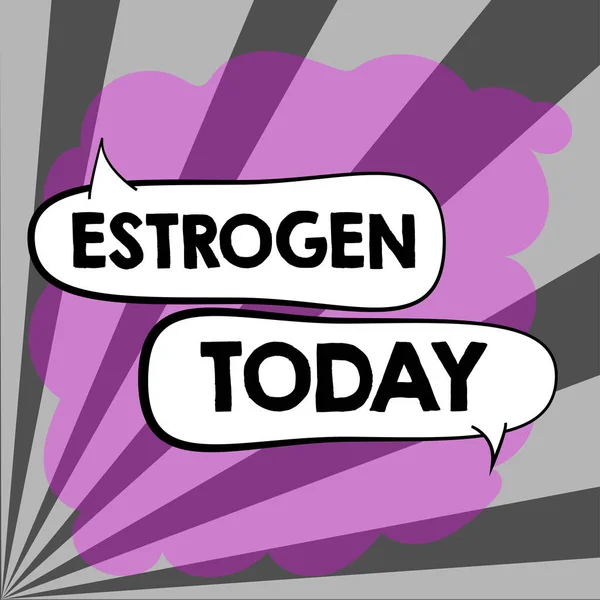 エストロゲンを示すテキストキャプション ホルモンのグループに書かれた単語は 女性の特性の開発を促進します — ストック写真