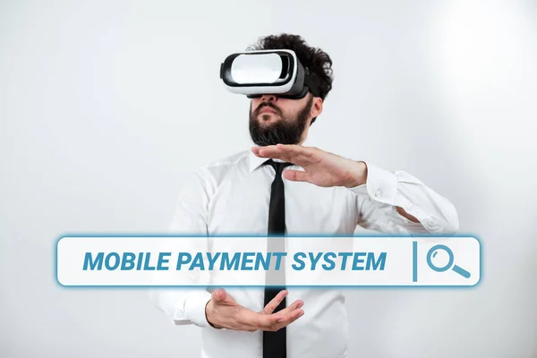 Textskylt Som Visar Mobilt Betalningssystem Konceptfoto Betalningstjänst Som Utförs Mobila — Stockfoto