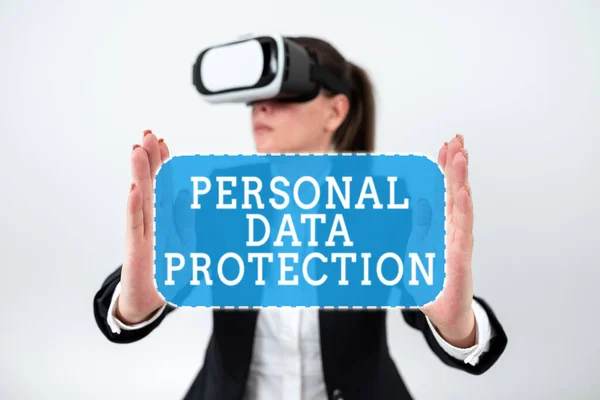 Sinal Texto Mostrando Proteção Dados Pessoais Conceito Significando Proteger Identificar — Fotografia de Stock