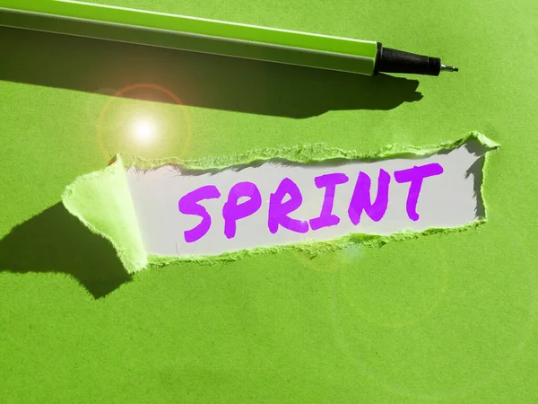 Inspiration Showing Sign Sprint Business Approach Move Top Speed Especially — Stock Photo, Image