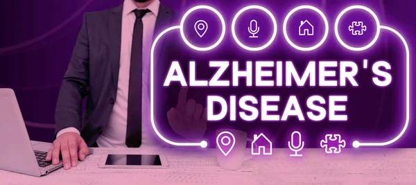 Wyświetlanie Koncepcyjne Choroba Alzheimera Internet Concept Zaawansowane Pogorszenie Psychiczne Występujące — Zdjęcie stockowe