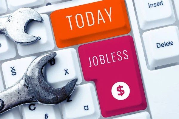 失業者が仕事の募集を探していることを意味するJobless Conceptの表示 — ストック写真