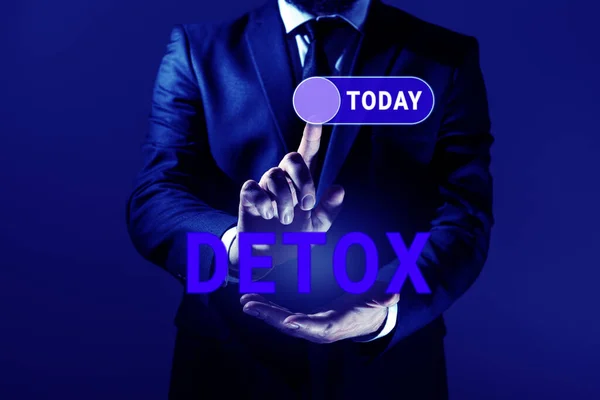 Texto Escritura Mano Detox Concepto Negocio Momento Para Dieta Salud —  Fotos de Stock