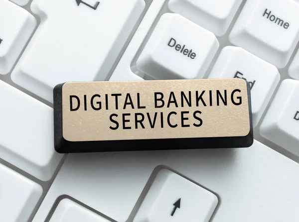 Sinal Escrita Mão Serviços Bancários Digitais Conceito Internet Negócios Tecnologia — Fotografia de Stock