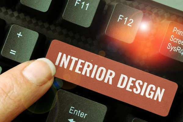 Hand Writing Sign Interior Design Business Idea Art Designing Interior — Stock Photo, Image