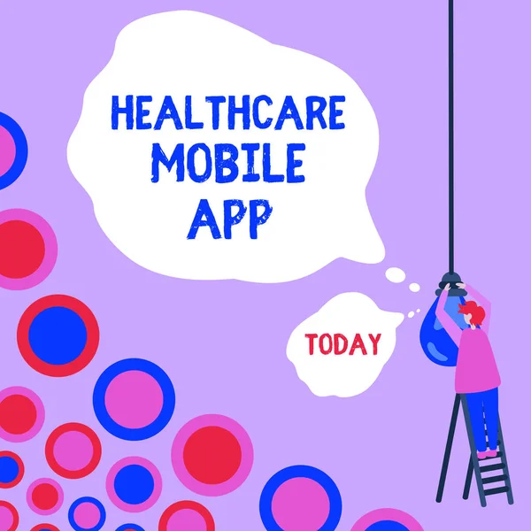 Podpis Tekstowy Prezentujący Aplikację Mobilną Healthcare Program Aplikacji Business Idea — Zdjęcie stockowe