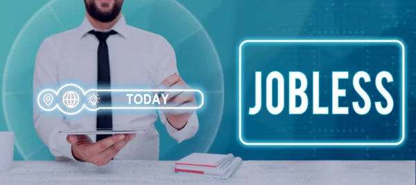 Schrijven Met Tekst Jobless Word Written Unemployed Looking Work Recruitment — Stockfoto