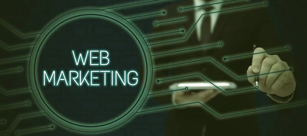 Escrita Exibindo Texto Web Marketing Conceito Negócio Comércio Eletrônico Publicidade — Fotografia de Stock
