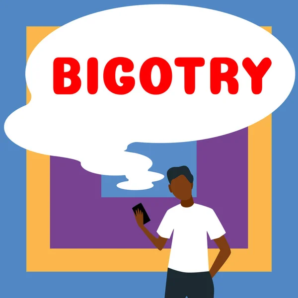 Text Med Bigotry Business Showcase Envis Eller Intolerant Hängivenhet För — Stockfoto