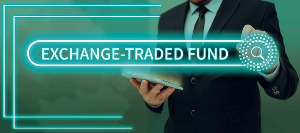 Testo Che Mostra Ispirazione Exchange Traded Fund Business Vetrina Sicurezza — Foto Stock